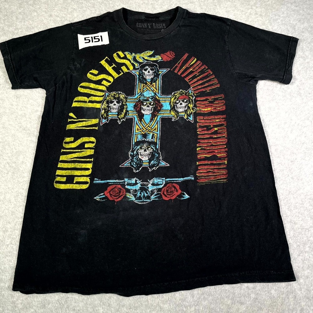 Guns N' Roses‎ T Shirt Mens L Black Graphic Appetite for Destruction Tour Style